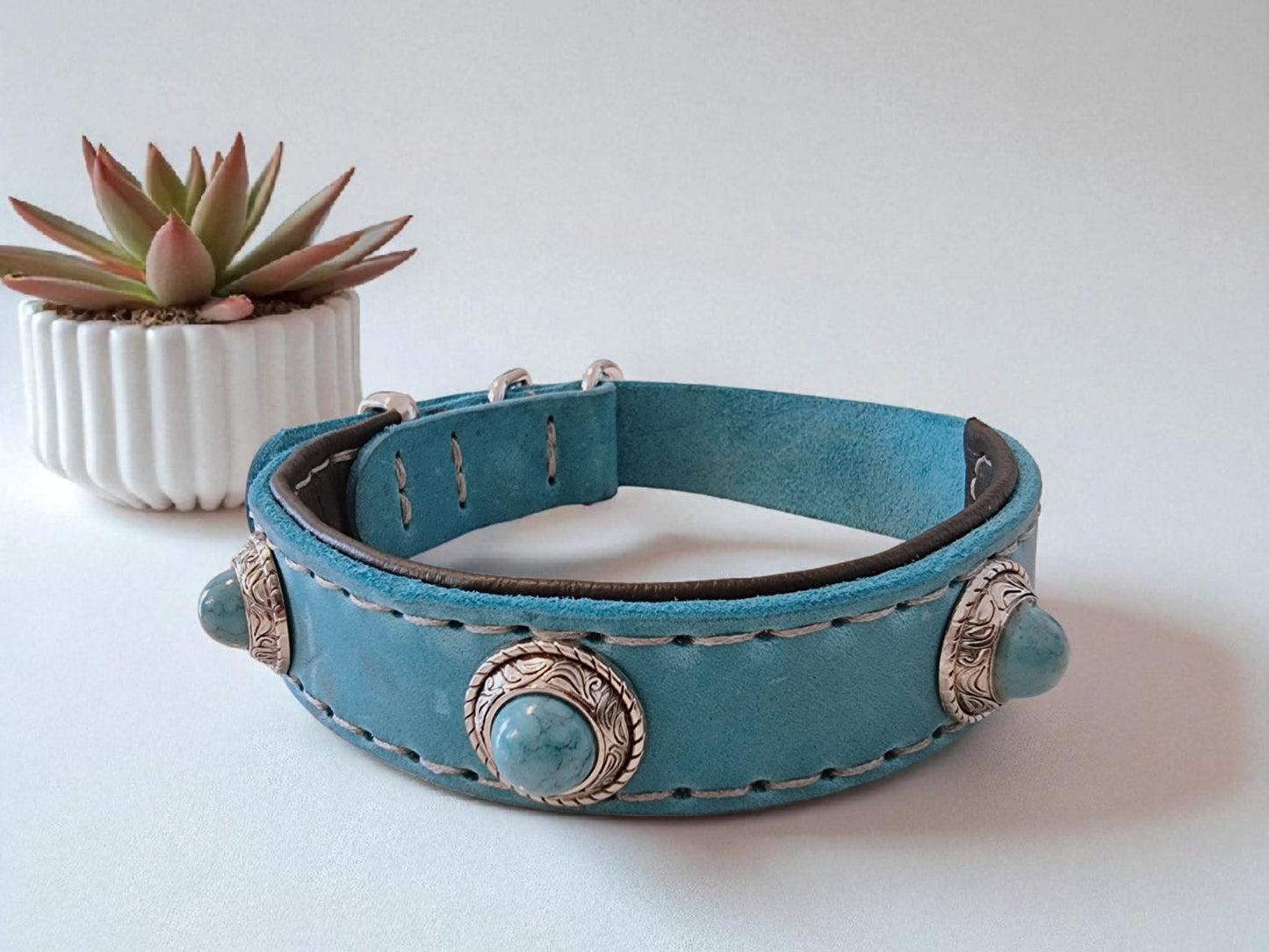 Hundewohl - Collar with nappa leather and braiding